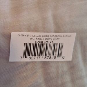 NWT SLEEPY'S DELUXE COOL STRETCH KING FLAT SHEET DOVE GREY EGYPTIAN COTTON BLEND